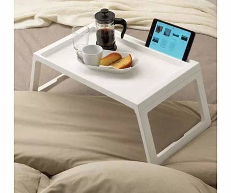 This IKEA KLIPSK Foldable Bed Tray for when you want to work from your bed - ₹920 Bed Tray Table, Cama Ikea, Portable Laptop Desk, Laptop Desk Stand, Foldable Desk, Ikea Website, Foldable Bed, Recycling Facility, Ikea Bed