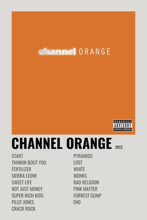 Frank Ocean Channel Orange, Frank Ocean Album, Frank Ocean Poster, Frank Ocean Wallpaper, Custom Album Covers, Minimalist Music, Channel Orange, Music Poster Ideas, Vintage Music Posters