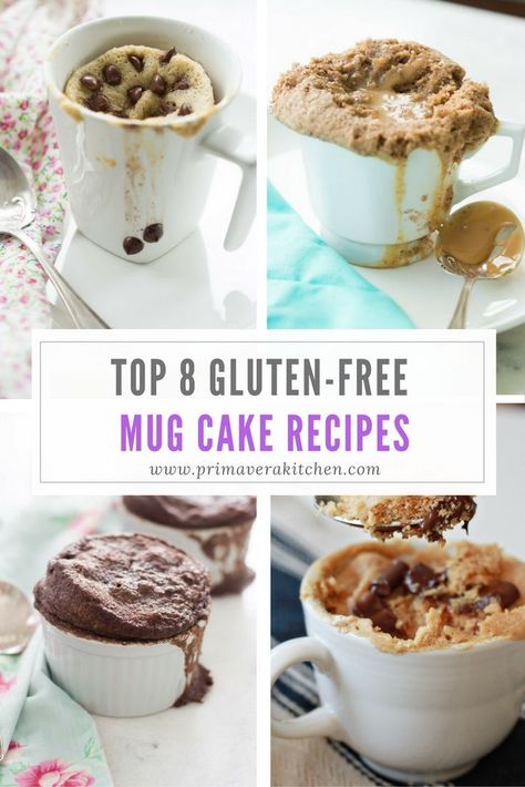 Top 8 Gluten-Free Mug Cake Recipes - These Top 8 Gluten-free Mug Cake recipes… Microwave Cakes, Mug Cake Recipes, Gluten Free Mug Cake, Glutenfri Baking, Gluten Free Cake Recipe, Mug Cakes, Gluten Free Desserts Recipes, Chocolate Mug Cakes, Mug Recipes