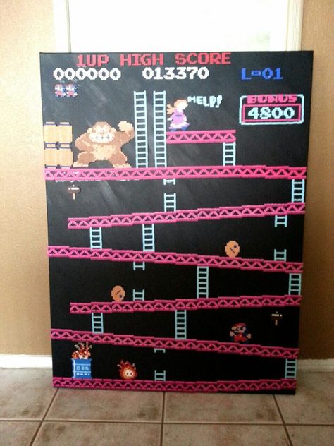 Donkey Kong (A classic) Donkey Kong Bulletin Board, Donkey Kong Party, High School Art Projects, Work Diy, 4th Grade Math, High School Art, School Art Projects, Donkey Kong, Perler Bead Art