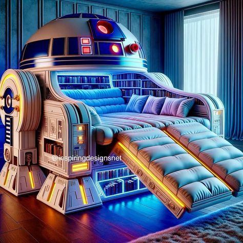 Spaceship Interior Bedrooms, Design Concept Interior, Star Wars House, Character Transformation, Themed Airbnb, Star Wars Kids Room, Weird Beds, Cool Beds For Kids, Design Bathroom Ideas