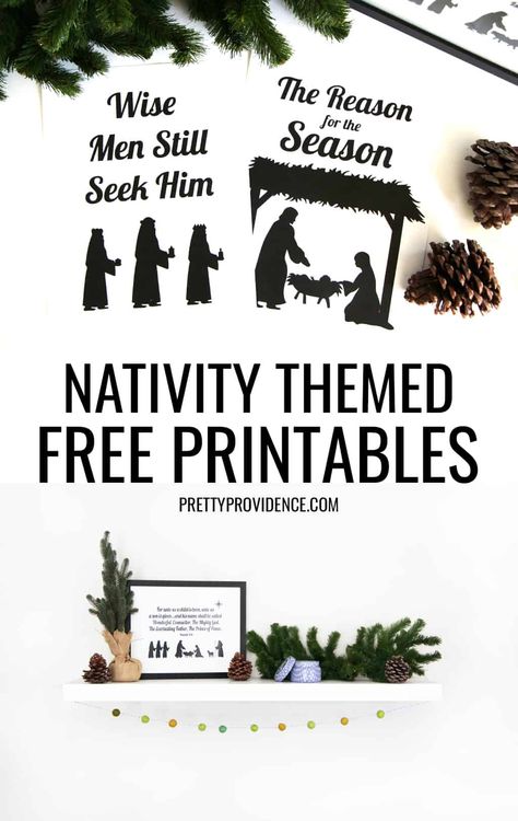 If you are looking for a printable nativity scene you will love these free nativity printables! With three different options you are sure to find something you love. #nativityprintables #printablenativityscenes #christmasprintable #christmasdecor #nativitythemedfreeprintables Christmas Nativity Printables Free, Nativity Scene Decor Ideas Diy, Cricut Nativity Scene Free, Nativity Picture Printable, Nativity Scene Clipart Free Printable, Nativity Themed Christmas Party, Nativity Scene Pictures Free Printable, Free Printable Nativity Characters, Merry Christmas Stencil Free Printable