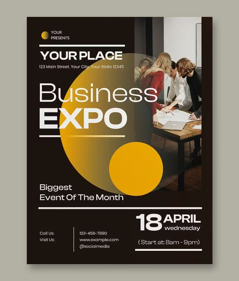 Black Minimalist Business Expo Flyer Design PSD Expo Poster Design Ideas, Expo Poster, Minimalist Flyer, Mockup Logo, Black Minimalist, Club Flyers, Minimalist Business, Flyer Design Templates, Business Cards Creative