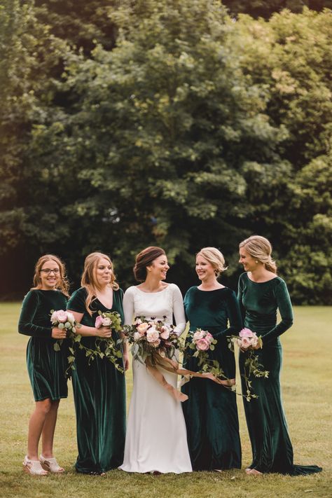 Stylish Destination Wedding in Waterford Castle: Jess & Jacob | OneFabDay.com Ireland Hunter Green Bridesmaid Dress, Emerald Green Bridesmaid Dresses, Dark Green Bridesmaid Dress, Winter Bridesmaids, Winter Bridesmaid Dresses, Bridesmaid Dresses Under 100, Emerald Bridesmaid Dresses, Fall Bridesmaid Dresses, Emerald Green Weddings