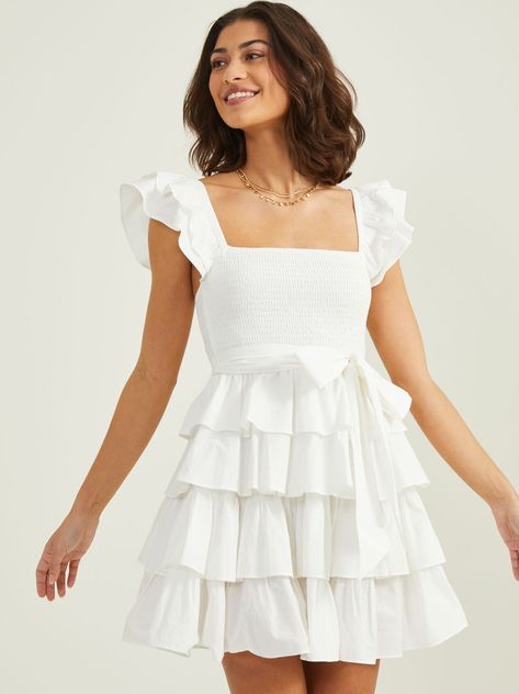 Britain Mini Dress In White | Altar'd State Altard State White Dress, Altars State Dress, Altard State Dress, White Grad Dress, Graduation Fits, Bday Dresses, 8th Grade Graduation Dresses, Hoco 2024, Confirmation Dresses