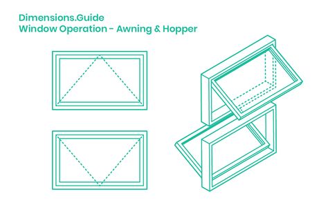 Awning windows haves top-hinged sashes that swing outward from their frame. Hopper windows haves bottom-hinged sashes that swing inward from their frame. Both variations of window types allow for direct ventilation when open and equally have low air leakage rates due to their sashes pressing tightly against the frame when closed. Like casement windows, the entire window face can be opened. Hopper Window, Window Drawings, Window Sketch, Window Ventilation, Types Of Windows, Window Structure, Arch Drawing, Awning Window, Building Windows