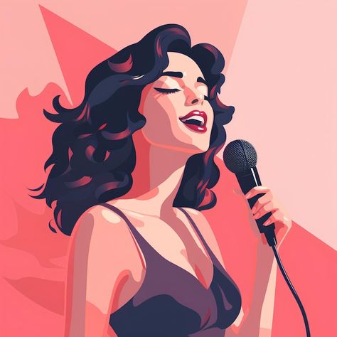 Photo minimalist flat vector style a sty... | Premium Photo #Freepik #photo Singer Illustration, Singer Art, Woman Singing, Minimalist Flat, Artist Illustration, Music Images, Woman Illustration, Music Artist, Flat Vector