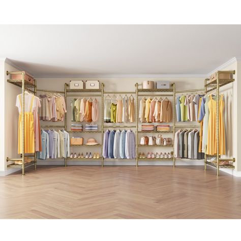 Our Timate Multifunction Wire Steel Closet Organizer is designed to maximize your storage space, by providing shoes storage, double hang storage, long hang storage, folded storage, so that every bit of closet space is functional and fits your needs. Temporary Closet Ideas, Large Wardrobe Closet, Industrial Pipe Clothing Rack, Wall Mounted Closet, Steel Closet, Pipe Clothes Rack, Closet Clothes Storage, Modular Closets, Closet Rack