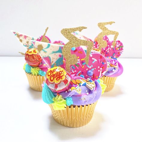 Gymnastic Cupcake Ideas, Gymnastics Cupcake Toppers, Gymnastics Birthday Cupcakes, Cartwheels And Cupcakes Birthday, Gymnastics Theme Birthday Party Cake, Gymnastics Cupcakes Ideas, Gymnastics Cake Ideas, Gymnastics Cupcakes, Gymnastics Theme Birthday