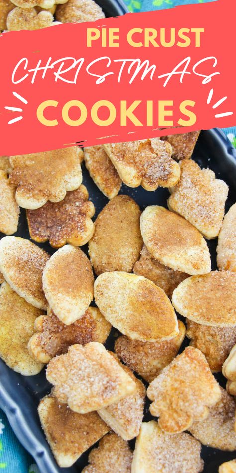 These super simple pie crust cookies are great for snacking, sharing, and even topping your favorite pie recipes. Pie Crust Desserts Treats, Cookies Using Pie Crust, Pie Crust Ideas Meals, Pie Crust Bites, Pie Crust Cutouts, What To Make With A Pie Crust, Recipes With Store Bought Pie Crust, Pie Crust Desserts Easy, Pie Crust Cookies Recipes