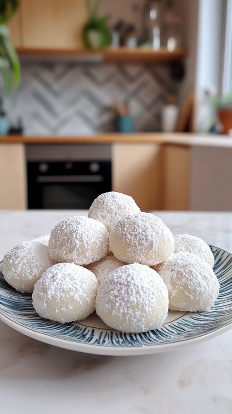 Sweetened Condensed Milk Snowball Cookies Condensed Milk Snowball Cookies, Condensed Milk Snow Cookies, Sweetened Condensed Milk Snowball Cookie, Easy Condensed Milk Desserts, Condensed Milk Snowballs, Sweetened Condensed Milk Cookies, Sweetened Condensed Milk Desserts, Condensed Milk Desserts, Snow Cookies