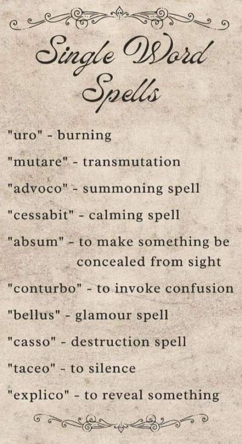 Single Word Spells, One Word Spells Witchcraft, One Word Spells, Magic Spell Words, Word Spells, Wizard Spells, Simple Spells, Goddess Magick, Witchcraft Spells For Beginners