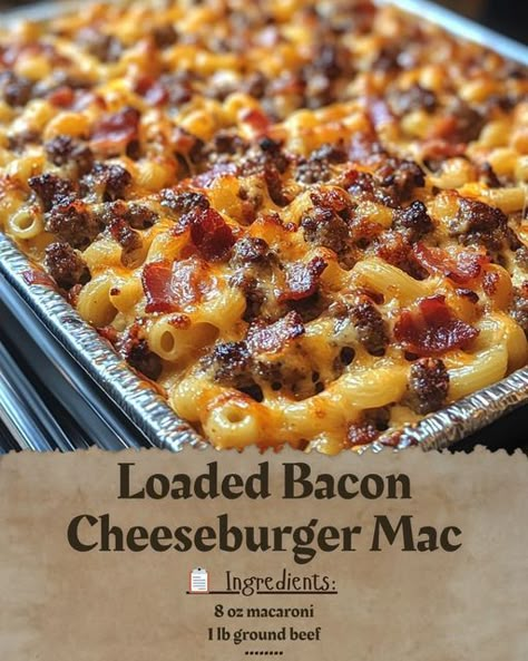 Craving a cheesy, meaty comfort meal that hits all the right spots? 🤤 Look no further because this Loaded Bacon Cheeseburger Mac is the perfect solution! 🥓🍔🧀🍝 Imagine the deliciousness of a juicy cheeseburger combined with the creamy richness of macaroni and cheese—sounds heavenly, right? Here’s how to bring this ultimate comfort dish to your table in no time: 📝 Ingredients: 8 oz macaroni 🍝 1 lb ground beef 🍔 6 strips bacon, cooked & crumbled 🥓 1 cup shredded cheddar cheese 🧀 1 cup shredde... Hamburger Shells And Cheese, Loaded Mac N Cheese, Meatball Mac And Cheese, Cheeseburger Mac, Loaded Bacon Cheeseburger Alfredo Pasta, Brisket Mac And Cheese Recipe, Cheese Burger Mac And Cheese, Easy Cheeseburger Macaroni, Bacon Cheeseburger Macaroni