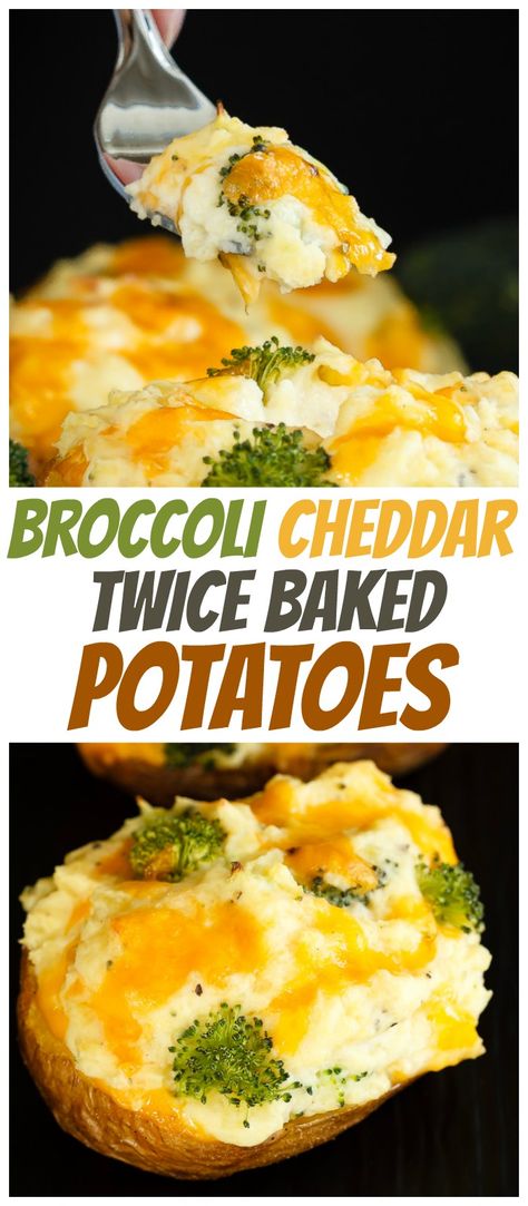 Broccoli Cheddar Twice Baked Potatoes - The Weary Chef Cheese And Broccoli, Cheddar Potatoes, Broccoli Bake, Diy Easy Recipes, Twice Baked, Twice Baked Potatoes, Broccoli Cheddar, Baked Potatoes, Broccoli Recipes