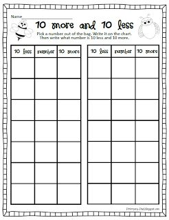 10 more 10 less freebie-you could fill in the # or have them pick # cards & play a game. Math Station, Maths Games, Maths Ideas, Math Madness, Math Place Value, Math Number Sense, Math Challenge, Math School, Math Intervention