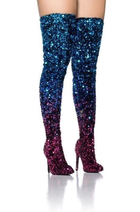 Sequin Thigh High Boots, Fold Over Boots, Skull Shoes, Sequin Boots, Dragon Images, Azalea Wang, Embroidered Boots, Faux Suede Boots, High Fashion Outfits