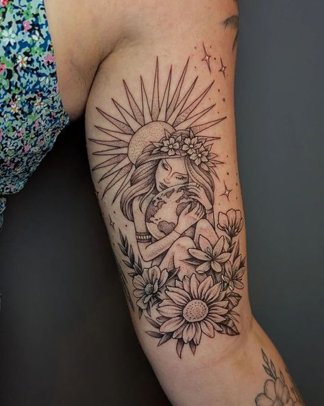 Lovely lady Virgo tattoo for Amanda! Thank you so much ☀️ Unique Woman Sleeve Tattoo, Virgo Taurus Tattoo, Potential Tattoo Ideas, Plus Size Goddess Tattoo, Floral Virgo Tattoo, Virgo Leg Tattoo, Virgo Sleeve Tattoo Women, Virgo And Gemini Tattoo, Virgo Virgin Tattoo