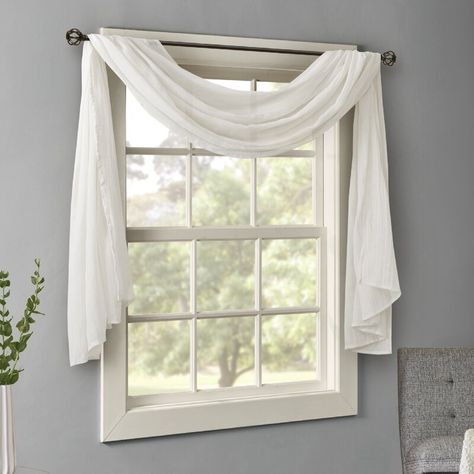 Window Scarf, Bathroom Window, Bathroom Windows, Small Windows, Curtains Living, Madison Park, Window Valance, Decor Pillows, Living Room Flooring