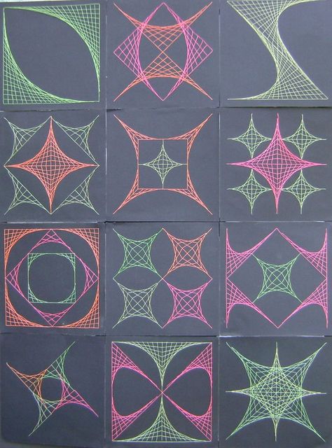 4 quadrant coordinates directions to SEW 15 string art designs with needle and thread Parabolic Curve Art, Sewing Worksheets, Coordinate Plane Graphing, Wall Art Paint, String Art Tutorials, Coordinate Plane, String Wall Art, Embroidery Cards, String Art Patterns