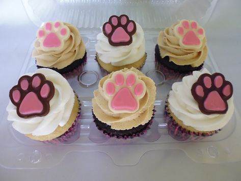 Paw Cupcakes, Puppy Birthday, Puppy Paws, Pink Cupcakes, Puppy Party, Themed Cupcakes, Cat Birthday, Bday Party, 2nd Birthday