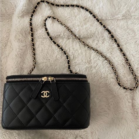 $3,000.00 Black, Caviar Leather, Small Vanity Case Bag. New Price Firm, Do Not Send Offers Comes With Dust Bag, Authenticity Card Box, Camelia. Chanel Bags Black, Vanity Case Bag, Chanel 90s, Small Vanity, Quilted Wallet, Vanity Bag, Chanel Mini, Chanel Shoulder Bag, Vanity Case