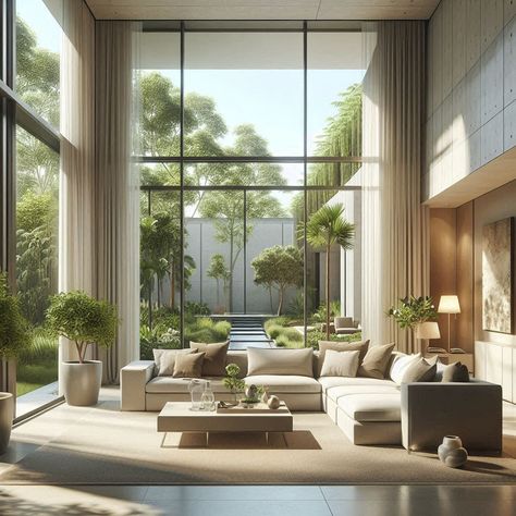 Embracing the tranquility of this modern living room 🌿✨ The seamless blend of indoor and outdoor spaces creates a perfect sanctuary for relaxation. Loving the natural light and the serene garden view! 🛋️🌞 Follow @hale_interior_design for more inspiration ✨✨ Design by @hale_interior_design #interiordesign #modernliving #homedecor #naturelovers #interior #luxury #luxuryhomes #luxurylifestyle #architecture #homestyle #homesweethome #nature #naturelovers #ai #artificialintelligence #midjourney Indoor Outdoor Living Room, Serene Garden, Luxurious Interior Design, Interior Luxury, Luxurious Interior, Interior Color, Indoor Outdoor Living, Garden View, Luxury Interior