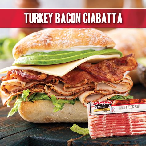 Bacon Ciabatta Sandwich, Ciabatta Sandwich Recipes Turkey, Turkey Bacon Club Sandwich, Chibatta Sandwich, Chibatta Bread Sandwich Ideas, Ciabatta Sandwich Recipes, Sandwiches Cold, Leftover Meals, Sandwiches Ideas