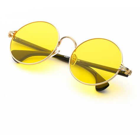 SheIn(sheinside) Two Tone Frame Round Sunglasses (27 BRL) ❤ liked on Polyvore featuring accessories, eyewear, sunglasses, yellow sunglasses, round frame glasses, 2 tone sunglasses, yellow glasses and two-tone sunglasses Cute Yellow Accessories, Yellow Accessories Outfit, Yellow Accessories Aesthetic, Rounded Glasses, Yellow Glasses, Round Frame Glasses, Sunglasses Yellow, Yellow Sunglasses, Yellow Accessories