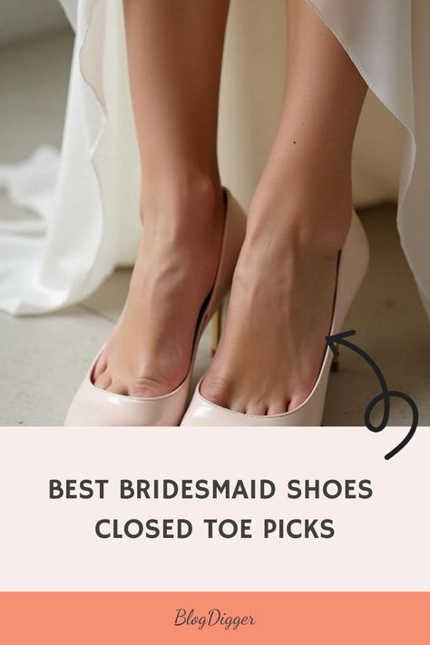 Best Bridesmaid Shoes Closed Toe Picks Bridesmaids Shoes For Long Dresses, Closed Toe Dress Shoes, Comfortable Bridesmaid Shoes, Unique Bridal Shower Themes, Casual Bridesmaid, Chic Ballet Flats, Bridal Party Shoes, Trendy Wedges, Bridal Tips