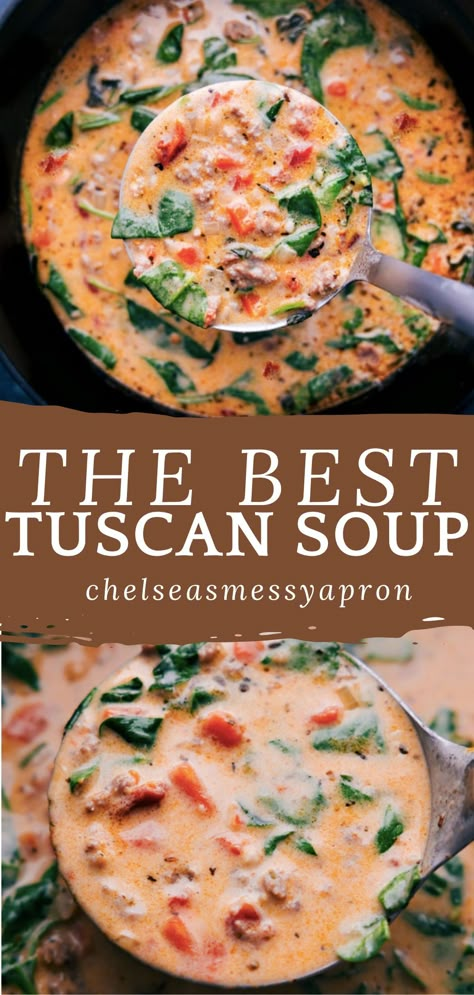 Crockpot Tuscan Chicken Soup, Sausage Gnocchi Soup Recipes, Sausage Tuscan Soup, Italian Sausage And Bean Soup, Tuscan Italian Sausage Soup, Creamy Potato Soup With Italian Sausage, Creamy Parmesan Tuscan Soup, Spicy Italian Sausage Soup, Tuscan Soup Recipes