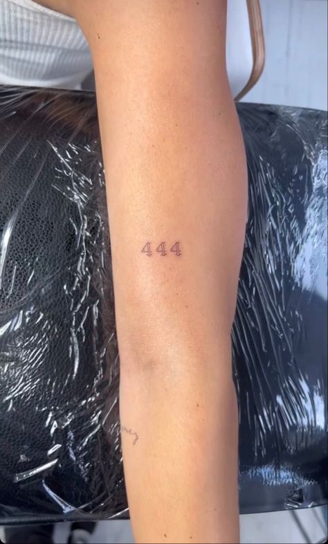 444 Outline Tattoo, Angle Number Tattoo 222, Outline Number Tattoo, Fine Line Angel Number Tattoo, 444 Fine Line Tattoo, Angel Number Tattoo Ankle, Angel Number Tattoo Placement, Number Fonts Tattoo, Angel Number Tattoos