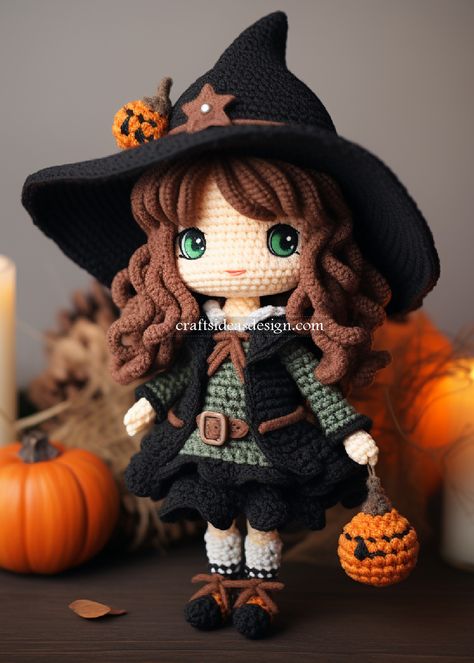 Halloween Decorations Crafts, Witch Amigurumi, Amigurumi Plush, Halloween Crafts Decorations, Witch Doll, Halloween Doll, Kawaii Halloween, Halloween Crochet, Diy Crochet Projects