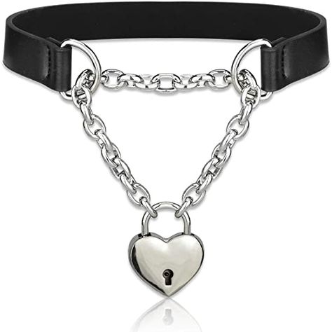 Lesbian Love Quotes, Goth Choker Necklaces, Leather Choker Collars, Collar For Women, Goth Choker, Nick Nacks, Collar Necklaces, Day Collar, Padlock Necklace