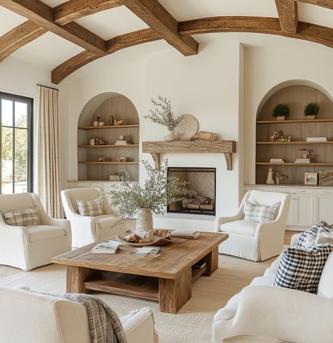 Light Wood Home, Cozy Seating, Wood Tones, House Inside, Wooden Beams, Neutral Decor, Natural Home, Soft Textiles, Light Wood