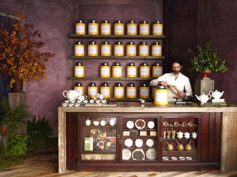 The first Bellocq tea atelier; in London Bellocq Tea Atelier, Tea Room Interior, Tea Store Design, Bellocq Tea, Alter Do Chao, Tea Display, Tea Supplies, Tea Lounge, Tea Cafe