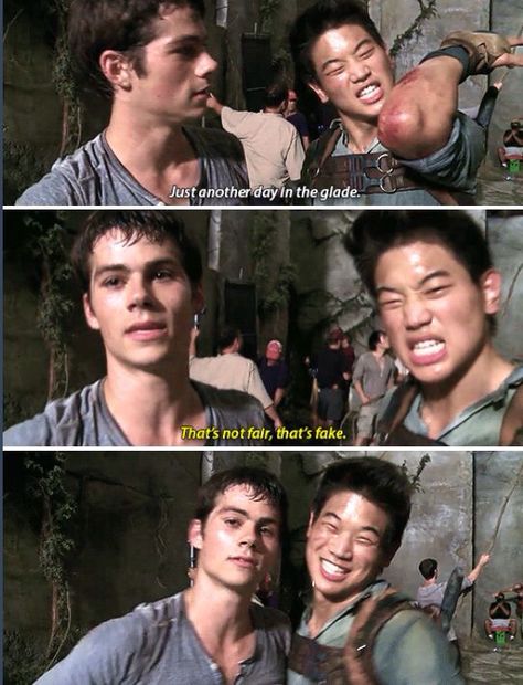 Dylan and ki hong Maze Runner Behind The Scenes, Maze Runner The Scorch, Maze Runner Trilogy, Maze Runner Funny, Maze Runner Cast, Maze Runner Movie, Newt Maze Runner, The Scorch, The Scorch Trials