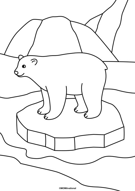 Free Polar Bear Coloring Page For Toddlers and Pre-K Polar Bear Outline, Polar Bear Color, Polar Bear Coloring Page, Birds For Kids, Bear Template, Panda Coloring Pages, Urs Polar, Moon Coloring Pages, Food Coloring Pages