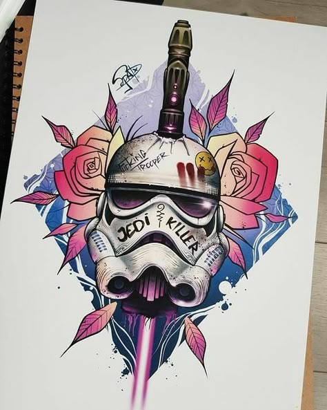 Movie Art Painting, Stormtrooper Tattoo, Star Wars Tattoo Sleeve, Laser Printing, Dark Vador, Star Wars Drawings, Star Wars Tattoo, Poster Movie, Star Wars Wallpaper