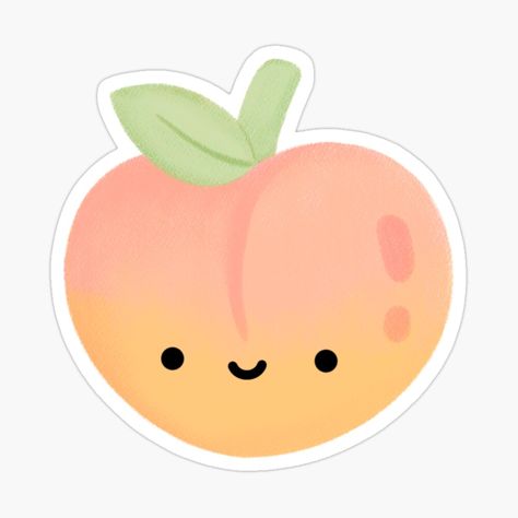 Get my art printed on awesome products. Support me at Redbubble #RBandME: https://www.redbubble.com/i/sticker/Cute-Peach-by-ArtiiieStudio/156822200.JCQM3?asc=u Peach Stickers Aesthetic, Peach Doodle, Peach Cartoon, Kawaii Peach, Peach Sticker, Cute Peach, Classy Tattoos, Redbubble Designs, Decorate Notebook