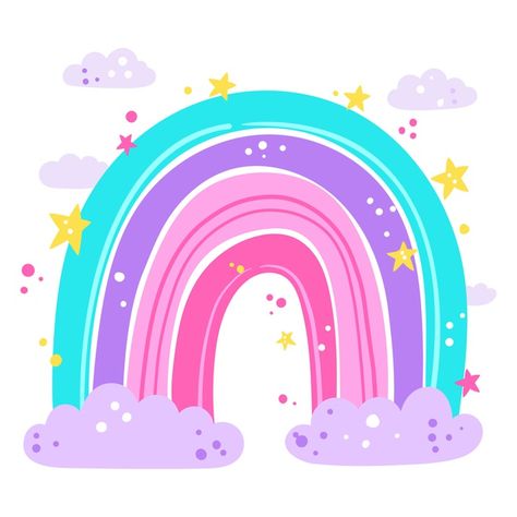 Diseño de arcoiris de dibujo a mano | Free Vector #Freepik #freevector #estrella #mano #cielo #dibujados-mano Kawaii Narwhal, Unicorn Backgrounds, Rainbow Drawing, Pastel Color Background, Word Patterns, Kawaii Unicorn, Unicorn Pattern, Rainbow Art, Pastel Background