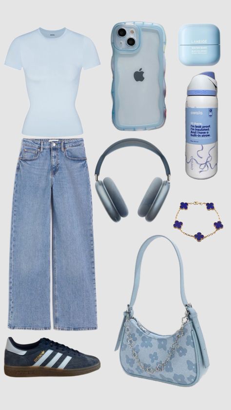 Blue Outfit idea Cute Blue Outfits Aesthetic, Blue Outfit Aesthetic, Blue Outfit Ideas, All Blue Outfit, Bachelorette Inspo, Blue Outfits, Ur Mom, Aesthetic Outfit Ideas, Aesthetic Outfit