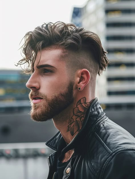 Asymmetrical Haircut Men, Stylish Men’s Haircuts, 2024 Men Outfit, Long Hair Faded Sides Men, Long Haircut Male, Main Character Hairstyle, Man Haircut Medium, Men’s Fade Haircut, Hawkeye Haircut