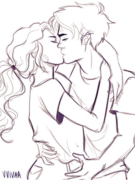 Percabeth Fan Art, Cer Nocturn, Kissing Drawing, Couple Drawing, Couple Sketch, Cute Couple Drawings, Arte Sketchbook, Cute Couple Art, Percabeth