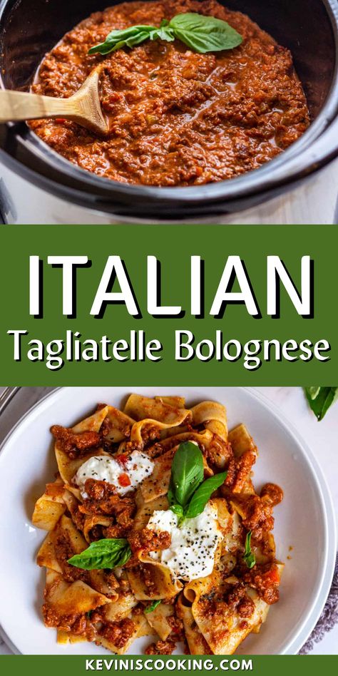 Italian Tagliatelle Bolognese is made with a homemade bolognese sauce featuring pancetta, pork sausages, ground beef, and vegetables. Serve it with al dente tagliatelle pasta and a sprinkle of your favorite cheese! I’ve transformed this classic Italian sauce recipe into a slow cooker version so that it can do all of the heavy lifting for you. Pair with pasta and you’ve got yourselves a delicious tagliatelle bolognese! Italian Hosting, Tagliatelle Pasta Recipes, Vegetable Tomato Sauce, Ground Beef And Vegetables, 2023 Meals, Slow Cooker Bolognese Sauce, Tagliatelle Bolognese, Tagliatelle Recipe, Homemade Bolognese Sauce