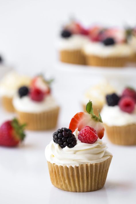 Cupcakes With Fruit, Foodgawker Recipes, Fruit Cupcakes, Candied Lemon Peel, Lemon Filling, Berry Cake, Lemon Raspberry, Cream Frosting, Lemon Cream