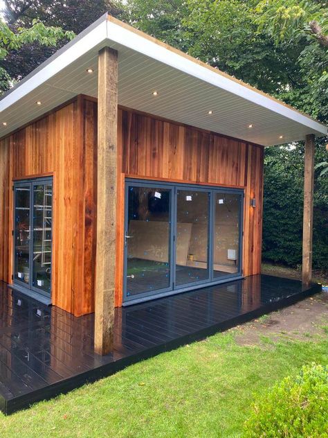 Golf Shed Ideas, Golf Shed, Backyard Golf Simulator, Garage With Golf Simulator, Backyard Golf Simulator Shed, Backyard House Design, Man Cave Golf Simulator, Outdoor Golf Simulator Room, Shipping Container Golf Simulator