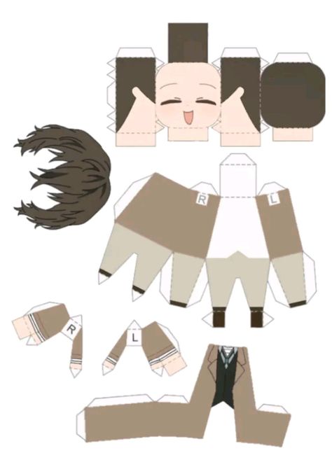 ︴Bungou Stray Dogs - Osamu Dazai - Papercraft - Bsd ︴ Paper Doll Printable Templates, Anime Paper, Paper Dolls Diy, Paper Toys Template, Anime Printables, Paper Doll Template, Papercraft Templates, Paper Dolls Printable, Anime Crafts