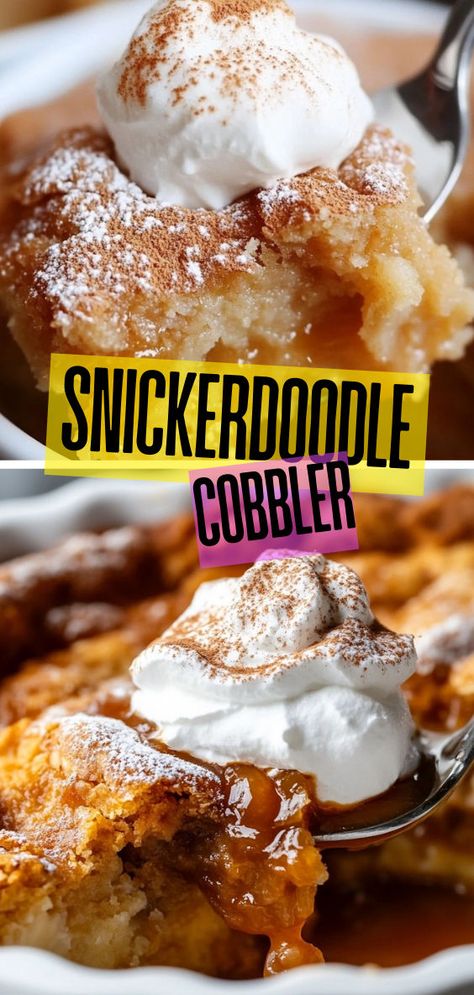 Snickerdoodle Cobbler is the cozy dessert you didn’t know you needed! With its cinnamon-sugar topping and soft, buttery interior, it’s an easy, crowd-pleasing treat perfect for any occasion. Ready in just 45 minutes, this simple cobbler is great for busy nights or holiday baking. Add it to your must-try dessert list and enjoy a warm, comforting bite! Snickerdoodle Cobbler, Cinnamon Sauce, Cobbler Recipes Easy, Ms Recipes, Cobbler Easy, Cinnamon Sugar Cookies, Snickerdoodle Cookie, Cinnamon Twists, Comfort Desserts