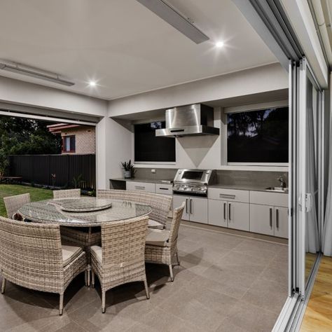 alfresco | Precision Homes (Australia) Pty Ltd Alfresco Kitchen Ideas Australia, Alfresco Extension Ideas Australia, Small Alfresco Ideas Australia, Polytec Alfresco, Pitched Alfresco Roof, Alfresco Ideas Australia, Alfresco Designs, Patio Upgrade, Alfresco Area