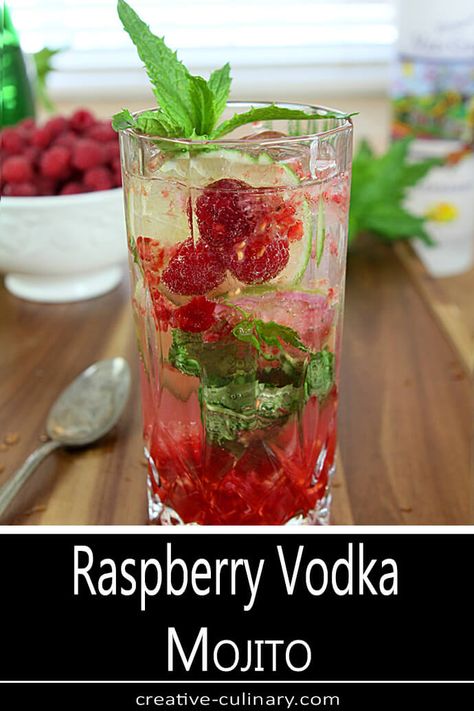 Raspberry Vodka Drinks, Vodka Mojito, Raspberry Cocktail, Raspberry Mojito, Vodka Lime, Raspberry Vodka, Mojito Cocktail, Vodka Recipes, Mojito Recipe